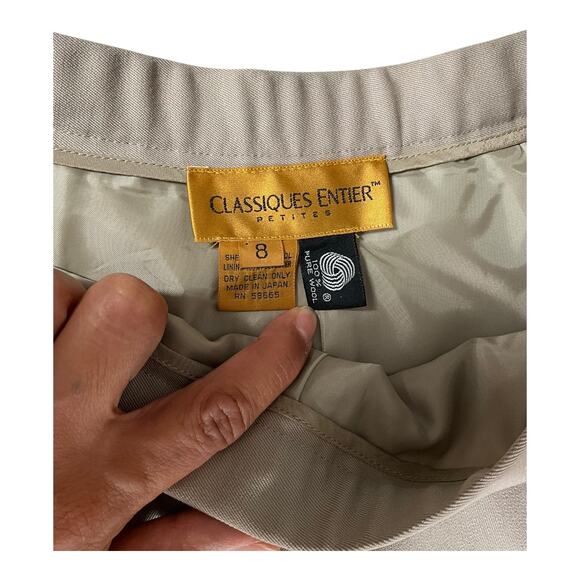 Classiques Entier 100% Pure Wool Women’s Two-Piece Pant Suit – Beige Size Small - Picture 8 of 15